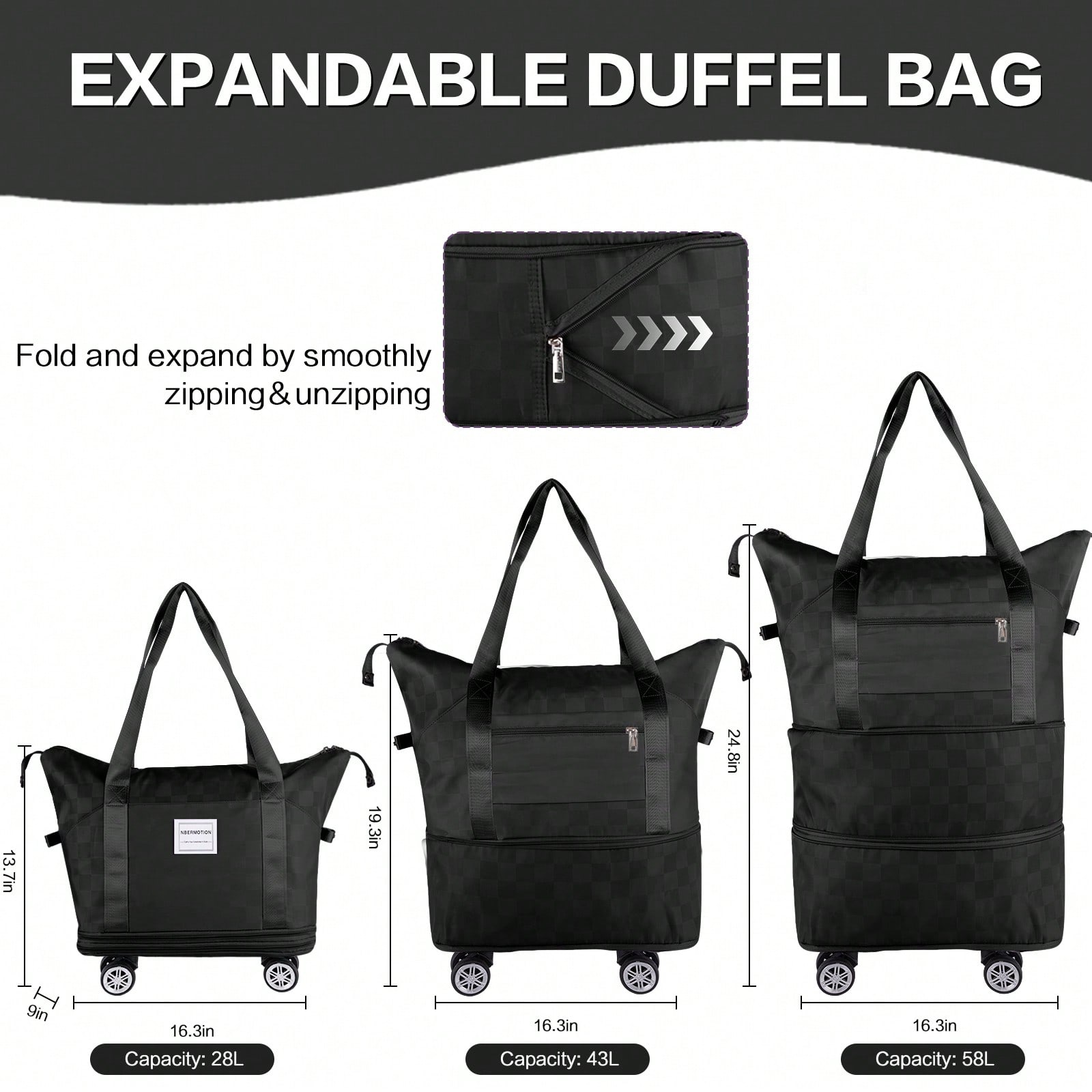 Borsa da viaggio espandibile c - Foldable Rolling Luggage Bag recensione e prezzo